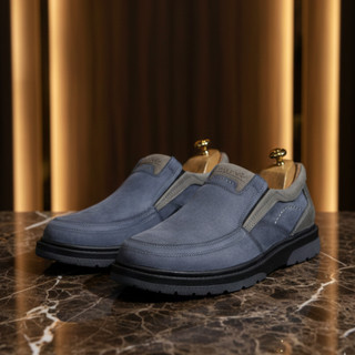 کفش چرم مردانه اسپرت کد SP220BL رنگ آبی