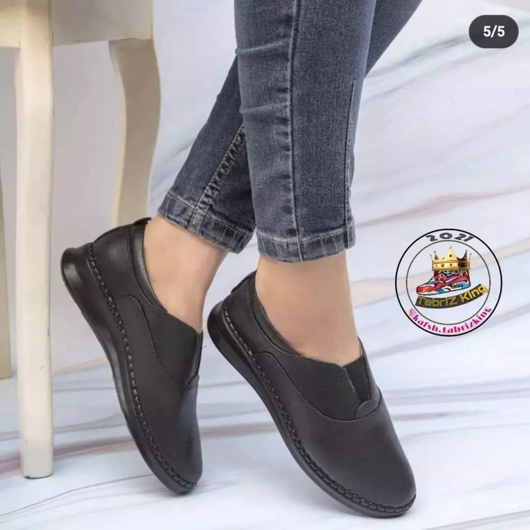 کفش چرم زنانه طبی کد LW33bk رنگ مشکی