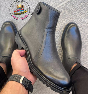 نیم بوت چرم مردانه کد NB0040bk رنگ مشکی
