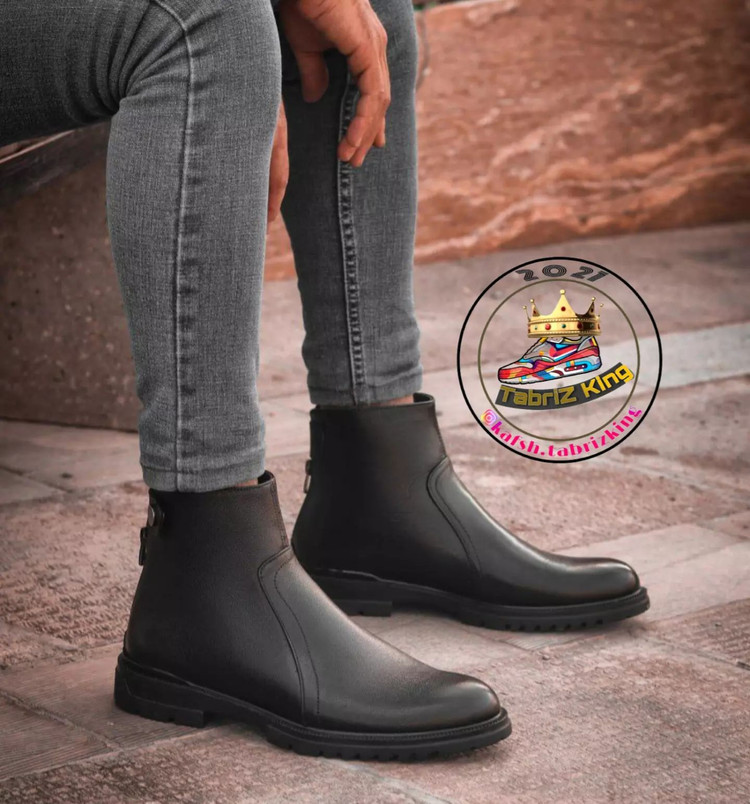 نیم بوت چرم مردانه کد NB0040bk رنگ مشکی